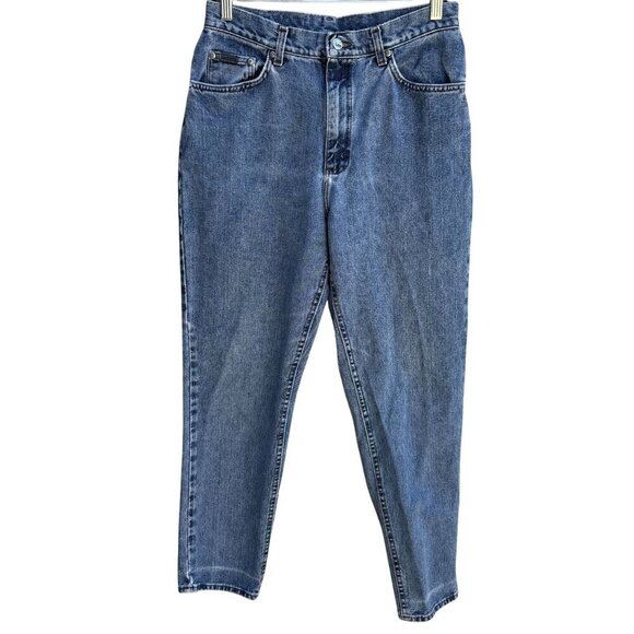 Lee Riveted Vintage Womens High-Waisted Blue Denim Relaxed Fit Tapered Leg Jeans - Picture 1 of 7